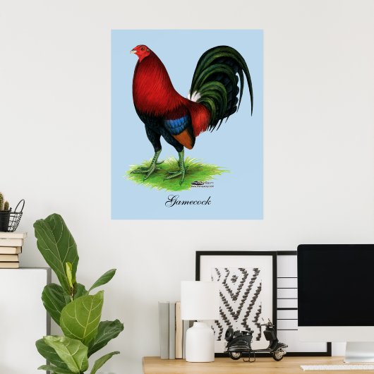 Poster Gamecock : Rouge foncé (Bureau à domicile)