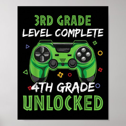 Poster Gamepad 4e qualité cadeau déverrouillé pour enfant (Devant)