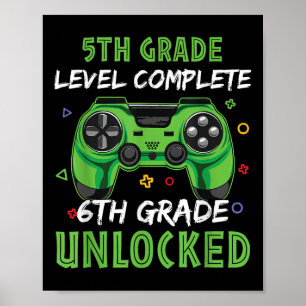 Poster Gamepad cadeau de 6e année déverrouillé pour enfan