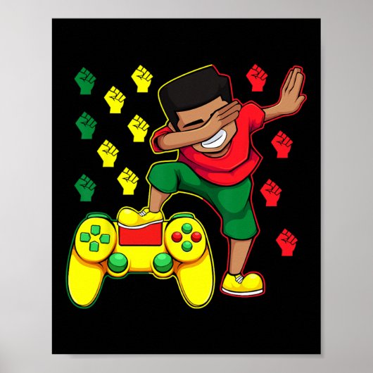 Poster Gamer Boy Dabbing Juneteenth Manette de jeu vidéo (Devant)
