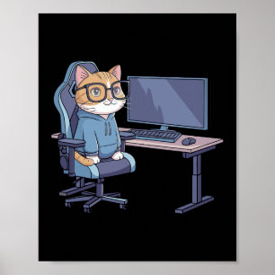 Poster Gamer Cat Squad Mème Drôle