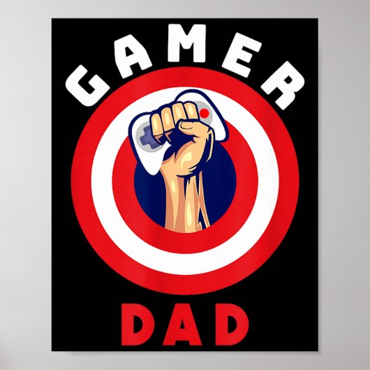 Poster Gamer Dad Funny Gaming Quotes Cool Fathers Gift (Devant)