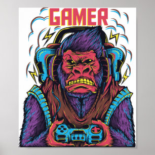 Poster Gamer de gorille