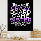 Poster Gamer Gift | Je Suis Le Crazy Board Gamer Sister (Cuisine)
