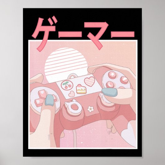 Poster Gamer Girl Anime Kawaii Jeu vidéo mignonne avec (Devant)