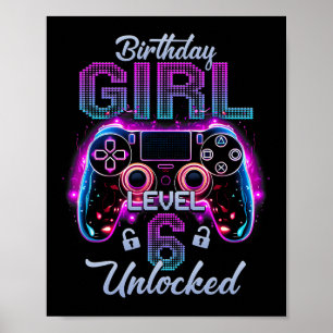 Poster Gamer Girl Niveau 6 Déverrouillé Vidéo Jeu 6e Nais