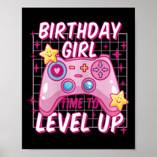 Poster Gamer Girl Niveau Déverrouillé Jeu vidéo Anniversa