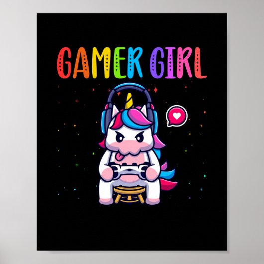 Poster Gamer Girl Unicorn Jeu vidéo mignonne (Devant)