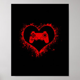 Poster Gamer Heart Saint-Valentin Jeux Vidéo Garçons Enfa