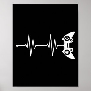 Poster Gamer Heartbeat Shirt Don Pour Le Jeu Vidéo Lover
