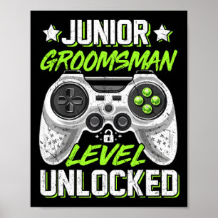 Poster Gamer Junior Garçon d'Honneur Niveau Débloqué Jeu