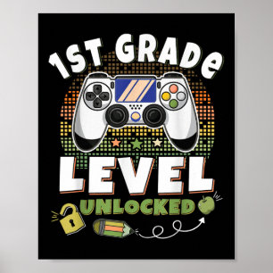 Poster Gamer Kids Premier Niveau Déverrouillé Retour À Sc