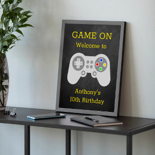 Poster Gamer moderne N'importe quel âge fête d'anniversai