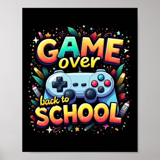 Poster Gamer Pixel Game Over Student Back To School  (Devant)