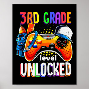 Poster Gamer Retour À L'École Gamepad 3e Niveau Troisième