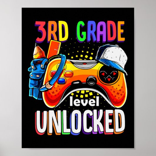Poster Gamer Retour À L'École Gamepad 3e Niveau Troisième (Devant)