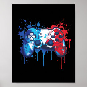 Poster Gamer - Rouge Blanc Bleu 4 juillet Vidéo Jeu 2