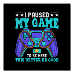 Poster Gamer Shirt Boys Hommes Enfants Ados A Interrompu 