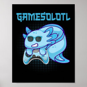 Poster Gamesolotl Axolotl Video Gamer Kawaii Anime Kids B