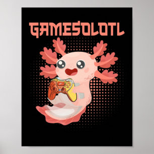 Poster Gamesolotl Axolotl Vidéo Gamer Kawaii Pastel Goth