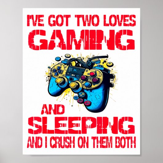 Poster Gaming And Sleeng Gamer Valentines Day Boys Kids  (Devant)