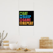 Poster Gaming - Eat, Sleep, Game, Repeat - Gamer, Funny (Cuisine)
