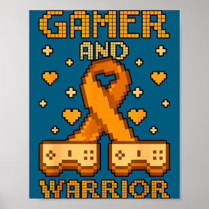 Poster Gammeur et guerrier pour la sensibilisation au can