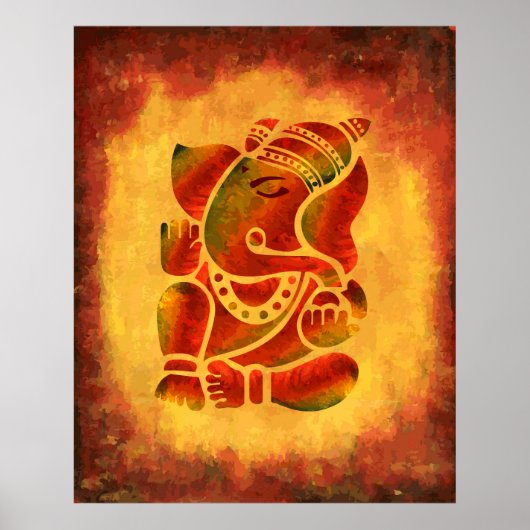 Poster Ganesha - Grunge Peinture (Devant)