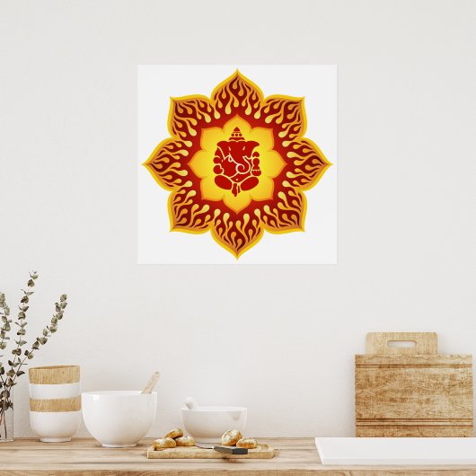 Poster Ganesha Lotus Design (Cuisine)