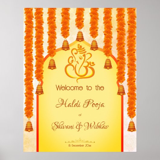 Poster Ganesha marigold garlands Haldi Ganesh pooja (Devant)