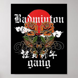Poster Gang de badminton, Roses Scorpions Sporty Floral R