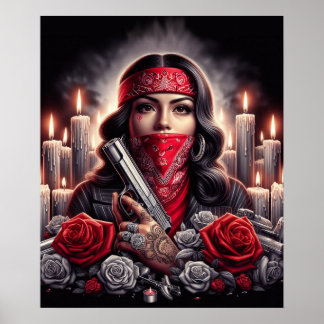 Poster Gangster Girl Hip hop chicano art graphique