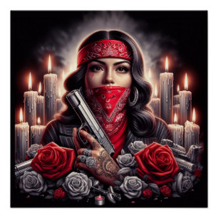 Poster Gangster Girl Hip hop chicano art graphique