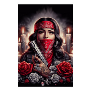 Poster Gangster Girl Hip hop chicano art graphique
