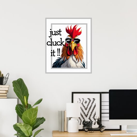 Poster Gangster Rooster, Funny Gangsta Pun Art numérique (Bureau à domicile)