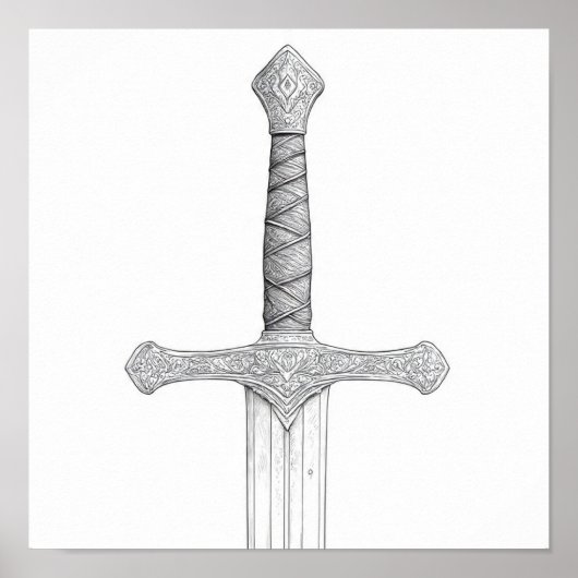 Poster Gant de Chevalier et Poignée d'Épée en Couleurs Dé (Devant)