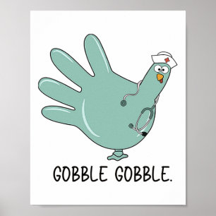 Poster Gant de dinde de Thanksgiving glousser infirmière