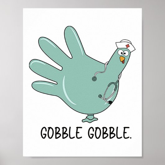 Poster Gant de dinde de Thanksgiving glousser infirmière (Devant)