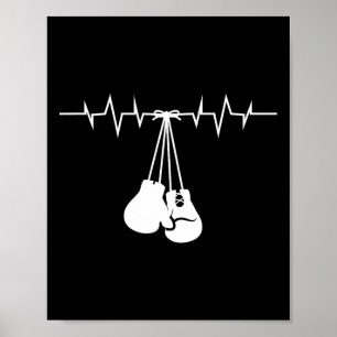Poster Gants Blanches En Boxe Accrochés Sur La Boxe Coeur