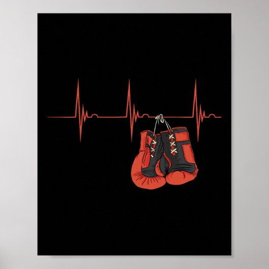 Poster Gants de boxe à fréquence cardiaque Ekg Kickboxing (Devant)