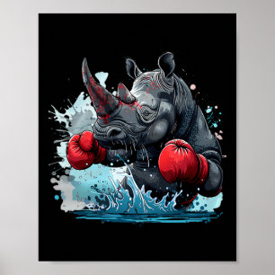 Poster Gants de boxe Boxing Rhino Kickboxing Drôle Boxeur