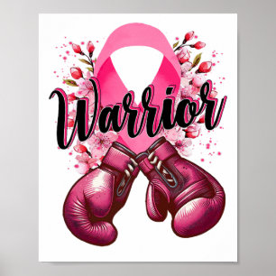 Poster Gants de boxe de guerrier Pink Ribbon Cancer du se