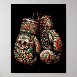 Poster Gants de boxe de style Vintage mexicain Aztec Maya