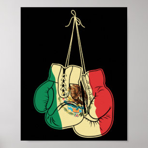 Poster Gants de boxe drapeau mexicain Mexique Boxer Coach