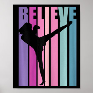 Poster Gants de boxe féminins de kickboxing rétro pour fe