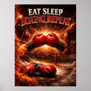 Poster Gants de boxe feu fureur