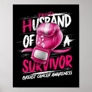 Poster Gants De Boxe Fier Mari D'Un Survivant Breast C