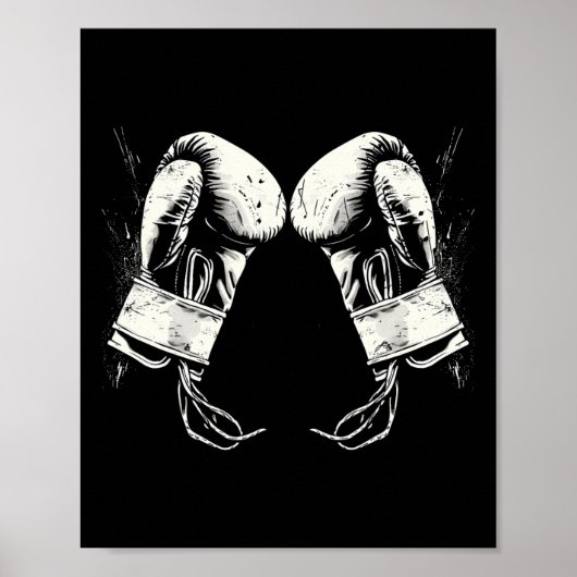 Poster Gants de boxe Silhouette (Devant)