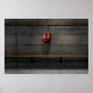 Poster Gants De Boxe Suspendus Dans La Salle De Changemen
