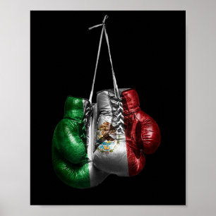 Poster Gants De Boxe Tee - Mexique Drapeau Vintage Pour L